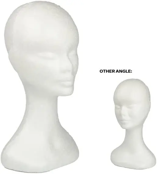 Krafters Korner Large Female Foam Head for Styling Wigs - etc.- White (H-35CM BASE-20CM)