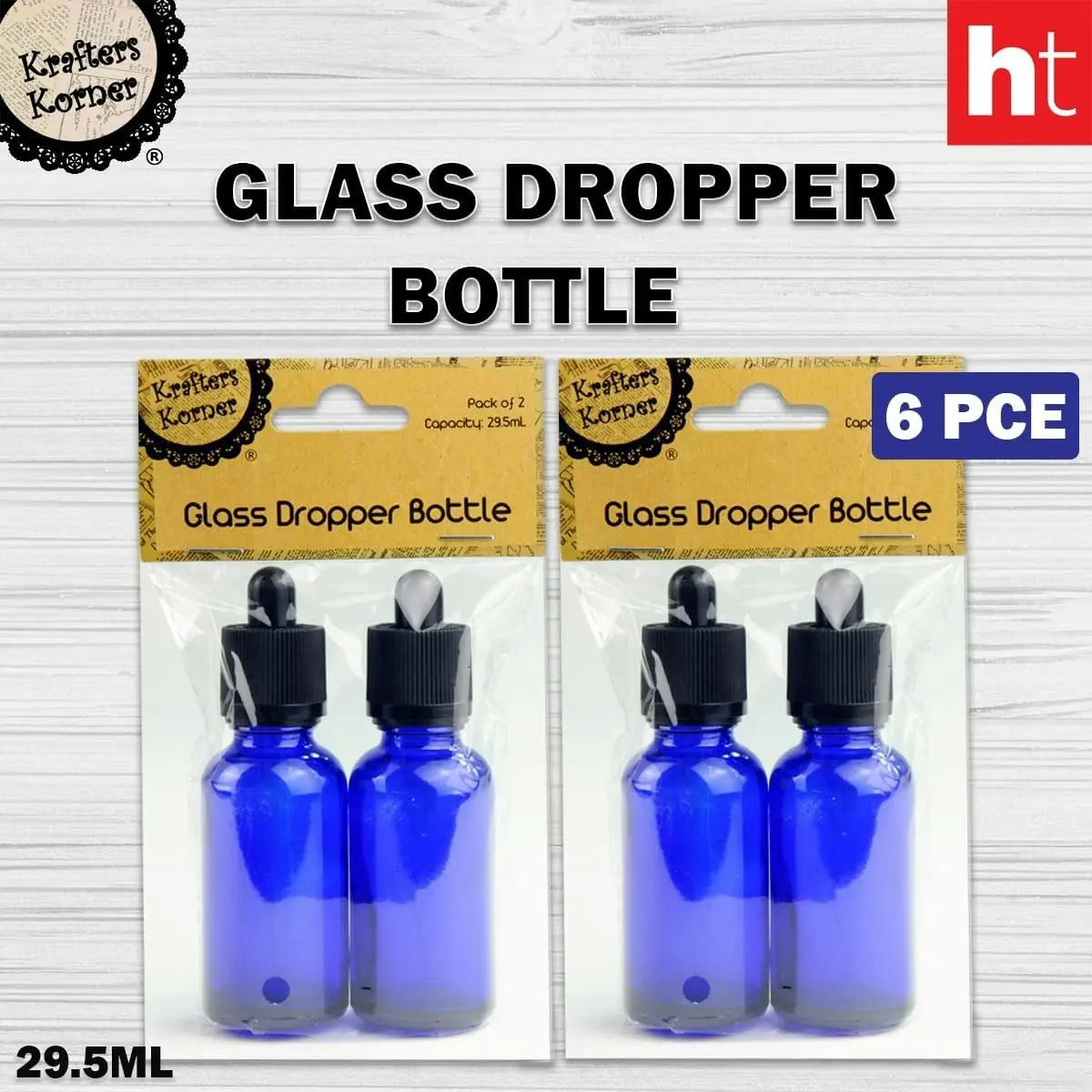 3 x Krafters Korner 29.5mL Glass Dropper Bottles 6Pce with dropper lids DIY