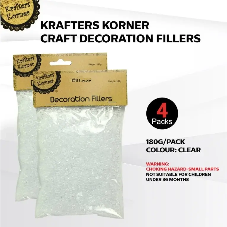 [4Pk] Krafters Korner Decoration Filler - Clear (180G Per Pack)