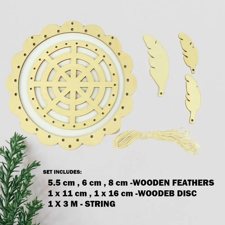 [6Pce] Krafters Korner Wooden Dream Catcher (5.5cm wooden feathers)