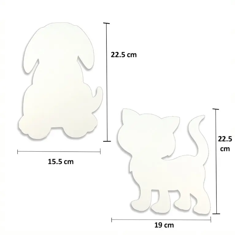 [8Pce] Krafters Korner Craft Pet Dog & Cat Cut-Outs - White (Dog:15.5 x 22.5cm / Cat: 19 x 22.5cm)