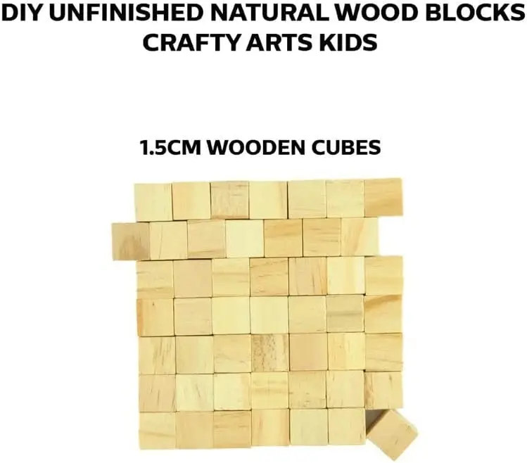 2 x Krafters Korner 1.5cm Craft Blocks 98Pce 1.5cm wooden cubes DIY unfinished natural wood blocks crafty arts kids math puzzle project gift