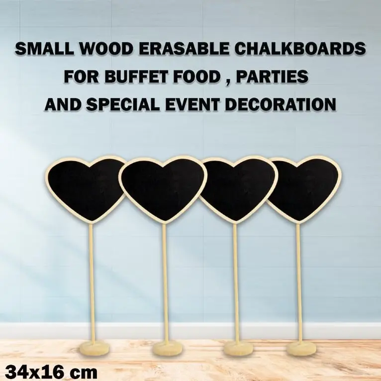 [4Pk] Krafters Korner Heart Chalkboard Table Stand (34 x 16Cm)