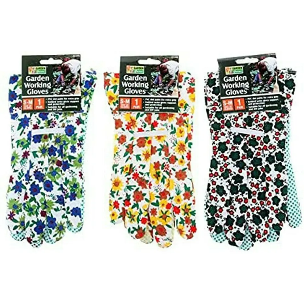 Garden Greens 3 Pack Garden Gloves With Grip Polyester/Cotton Blend Coated Gardening Gloves