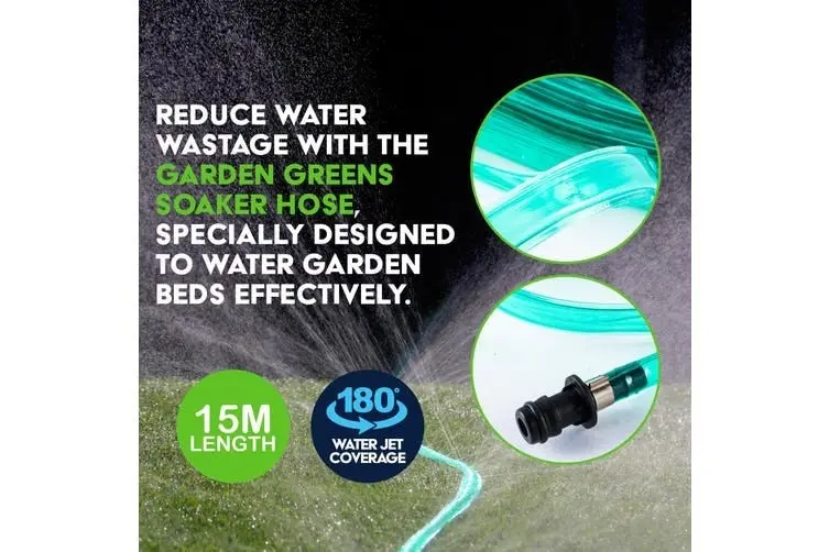 Garden Greens 2PK Hose Garden Soaker Tube UV Treated Lawn Garden Beds 15m