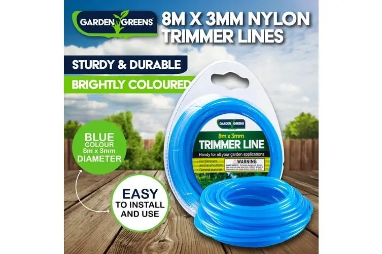 Garden Greens 3PCE Trimmer Line Nylon Durable Sturdy Edging 8m Long x 3mm