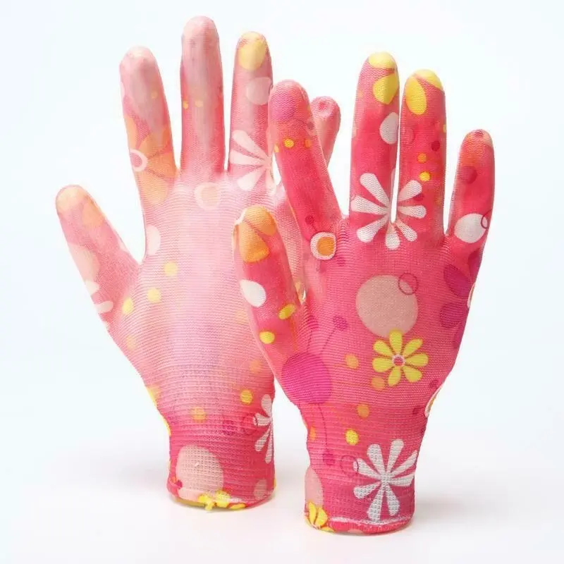 Garden Greens Garden Gloves Grip Nylon Size:S/M Floral Design