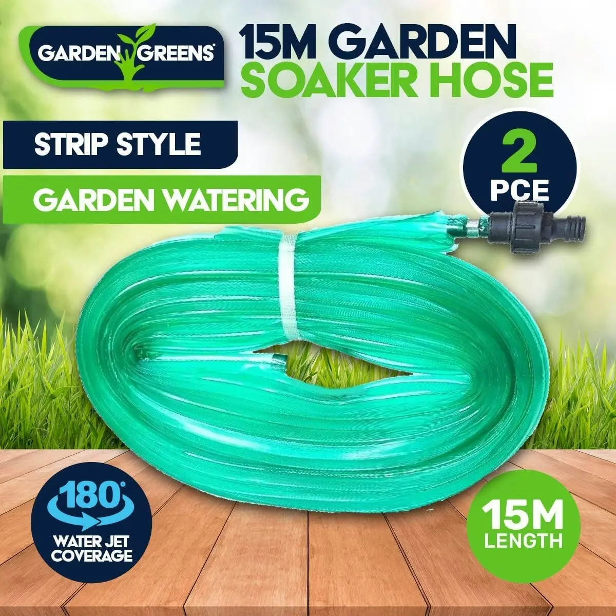 Garden Greens 2PK Hose Garden Soaker Tube UV Treated Lawn Garden Beds 15m