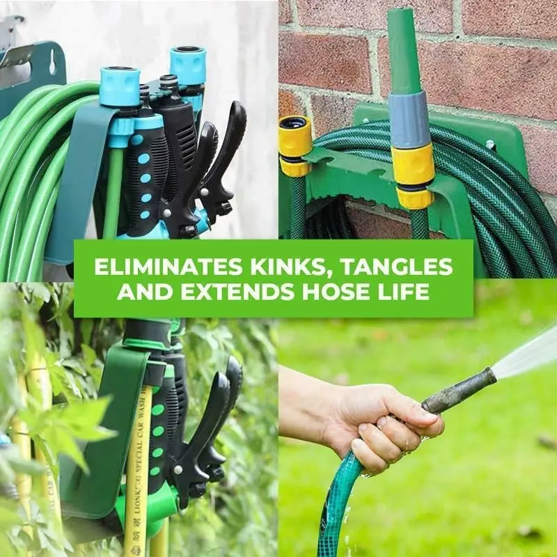 Garden Greens 3 Pcs Hose Holder Mounted Plastic 23.5cm x 16cm x 13cm Green Hose