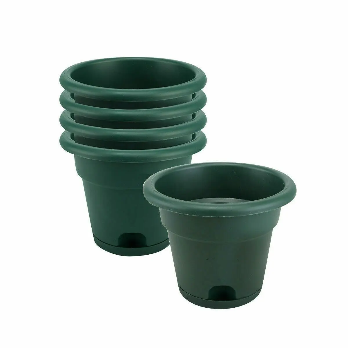 Garden Greens 5PCE Planter Pots & Saucers Round Various Colours Stylish 20cm