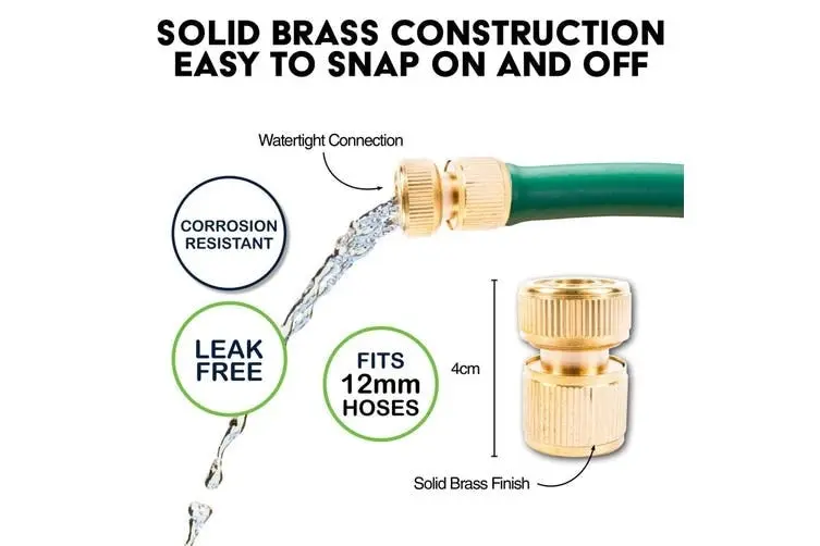 Garden Greens 2PCE Hose Connector Pure Brass Length Standard Hose Rust Proof