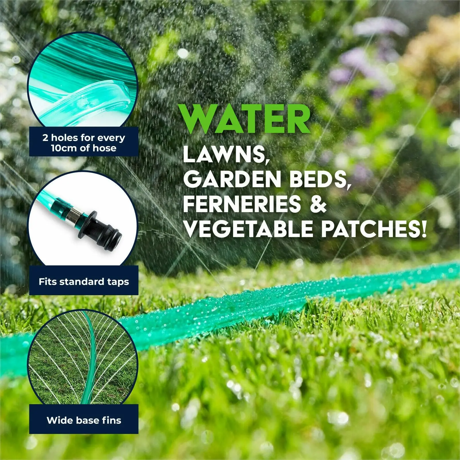 Garden Greens 2PK Hose Garden Soaker Tube UV Treated Lawn Garden Beds 7.5m