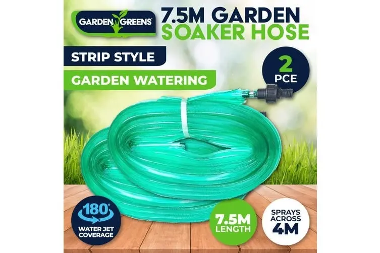 Garden Greens 2PK Hose Garden Soaker Tube UV Treated Lawn Garden Beds 7.5m