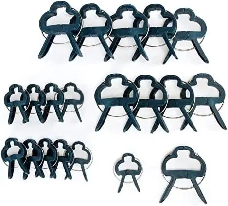 Garden Greens 60PCE Plant Clip Garden Black 2 sizes: 4.5cm x 6cm & 3cm x 4cm