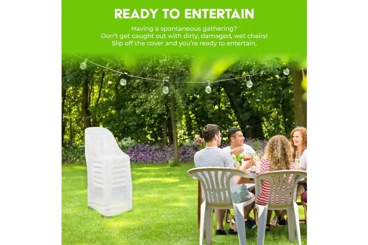 Garden Greens 4PK Outdoor Stacked Chair Covers Waterproof 60cm x 110cm