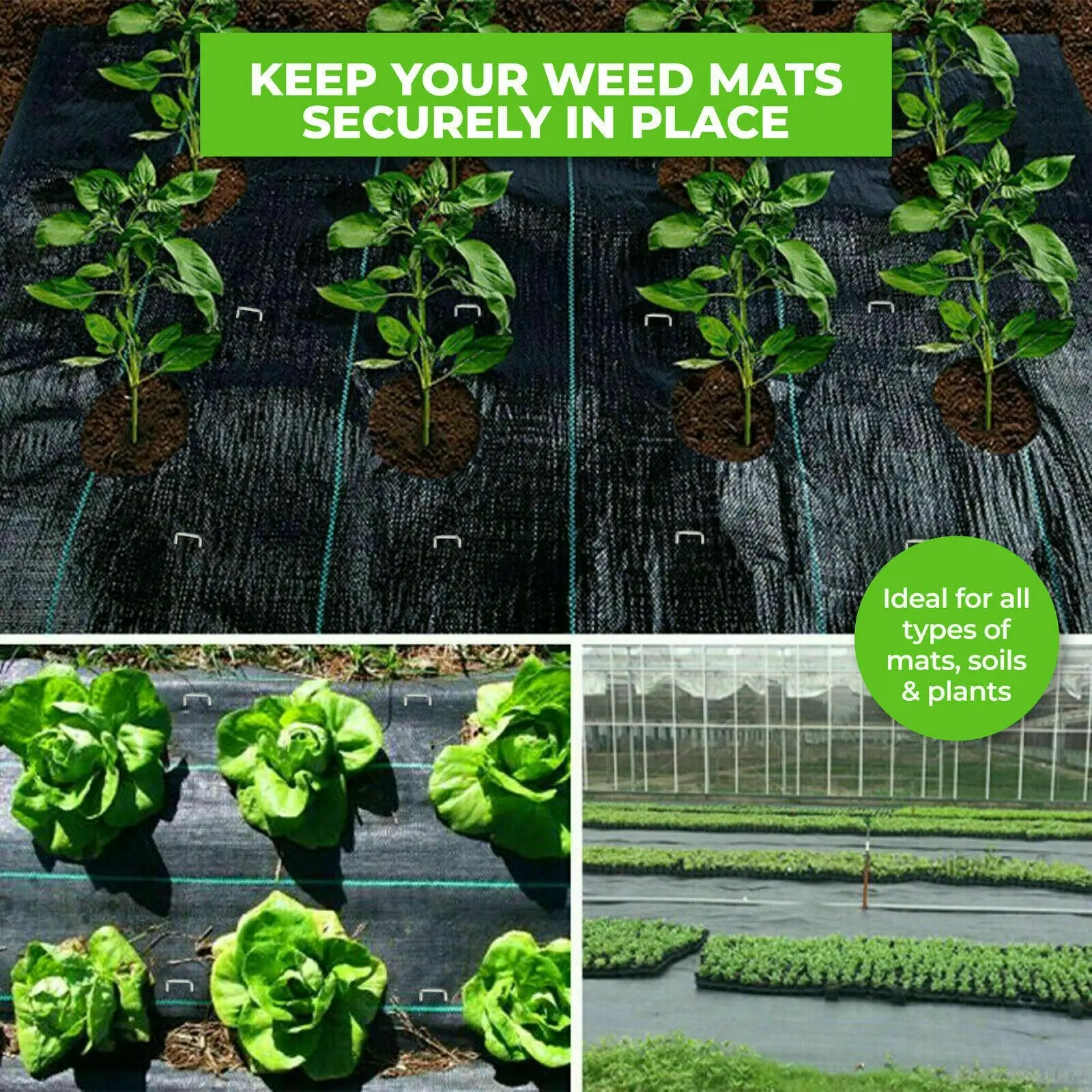 Garden Greens 40PCE Weed Mat Pins Galvanised Steel Anti Rust 3mm x 150mm