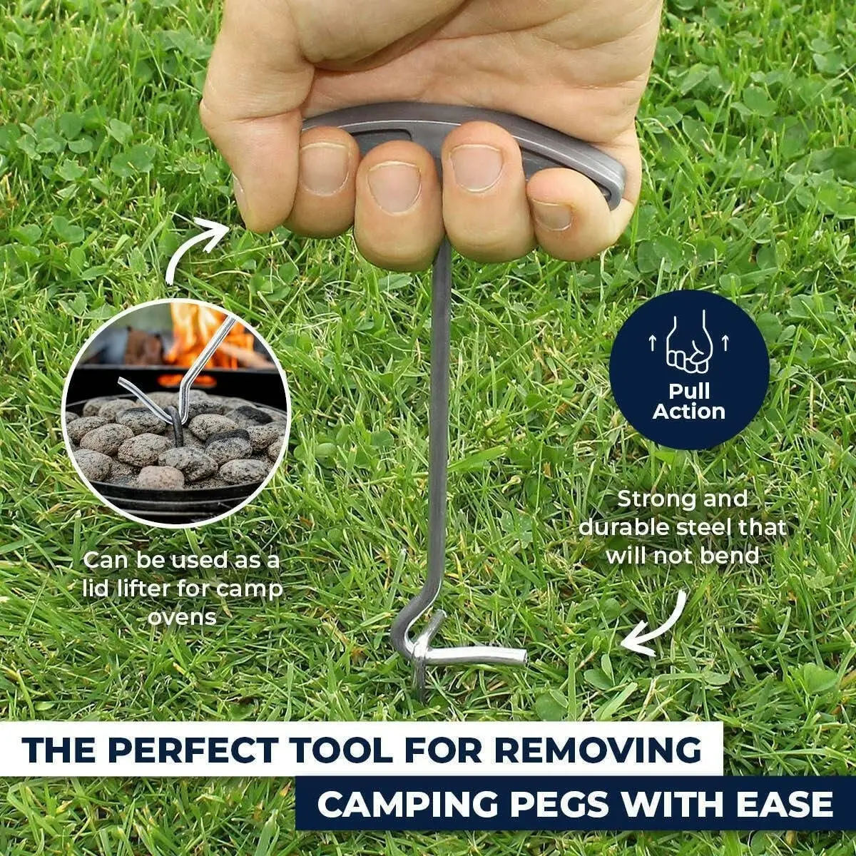 Garden Greens [4PK x 2PCE] Tent Peg Extractor - Stainless Steel - 95mm x 170mm