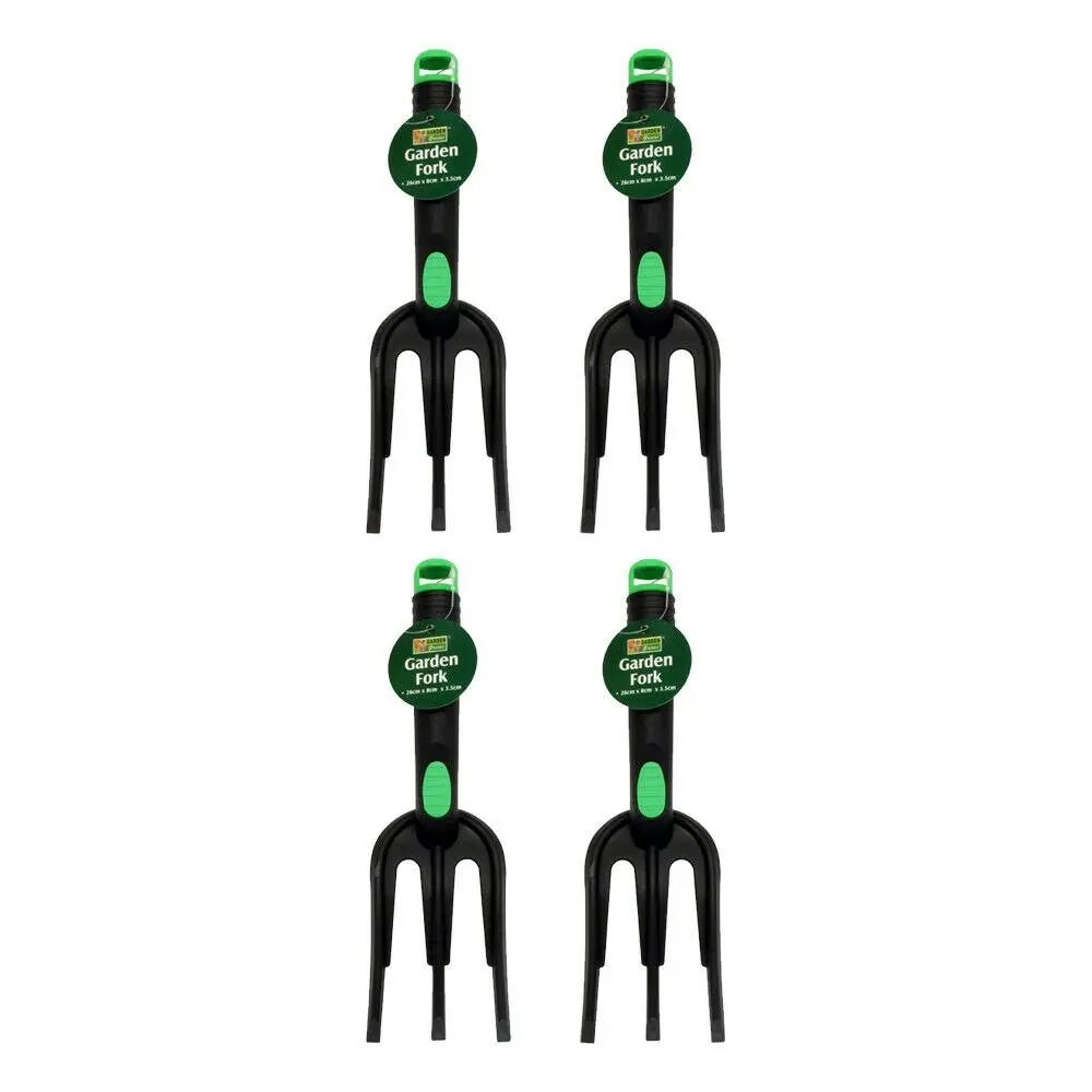 Garden Greens 4 Pack Garden Fork Ergonomic Shaft Hand Held 26cm x 8cm x 3.5cm Green