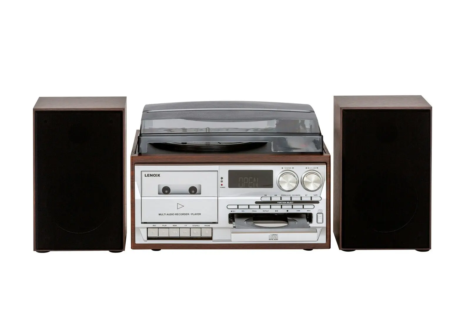 Audio Home Entertainment System (Brown) Turntable, CDs, Vinyl, Bluetooth & More