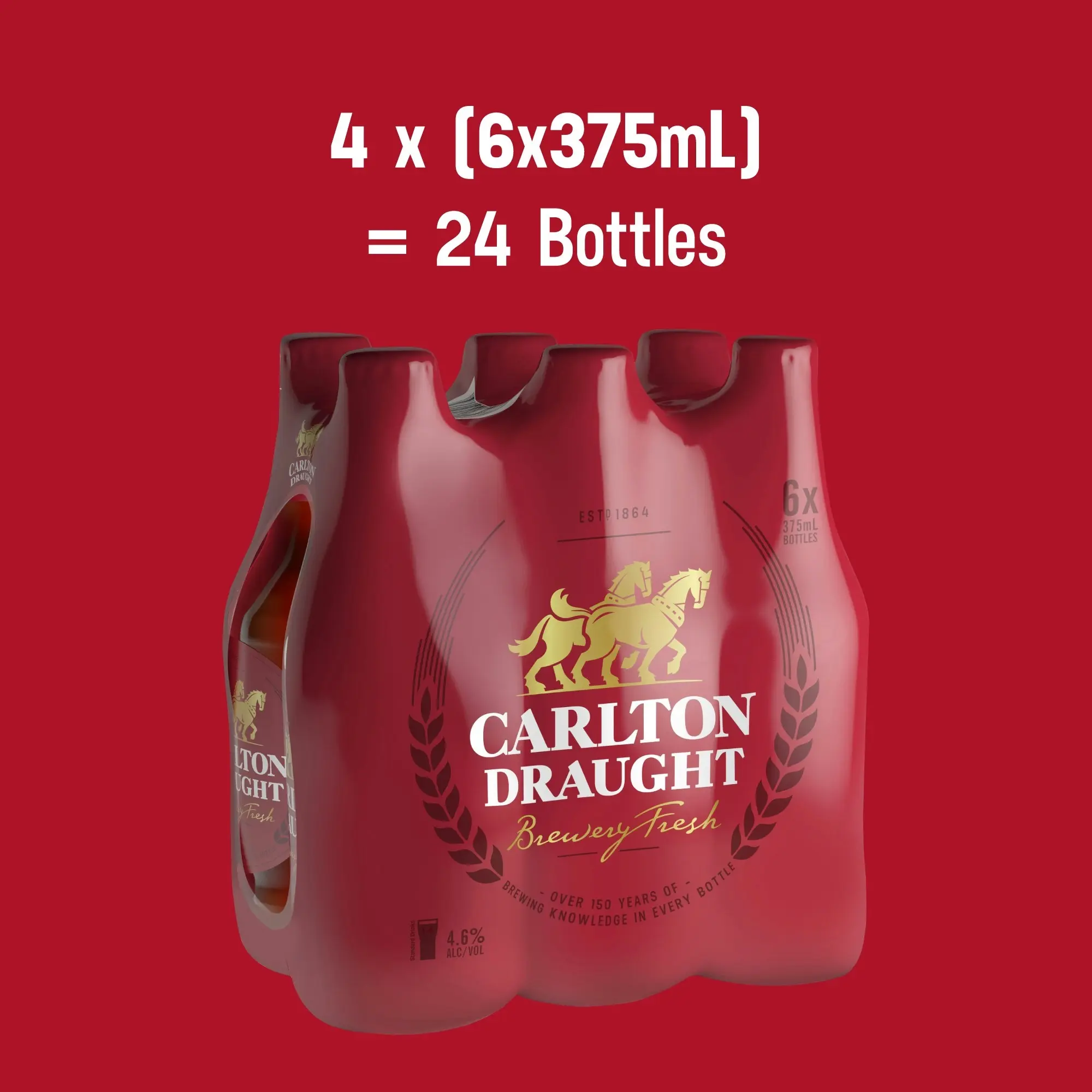 Carlton Draught Beer Case 24 x 375mL Bottles