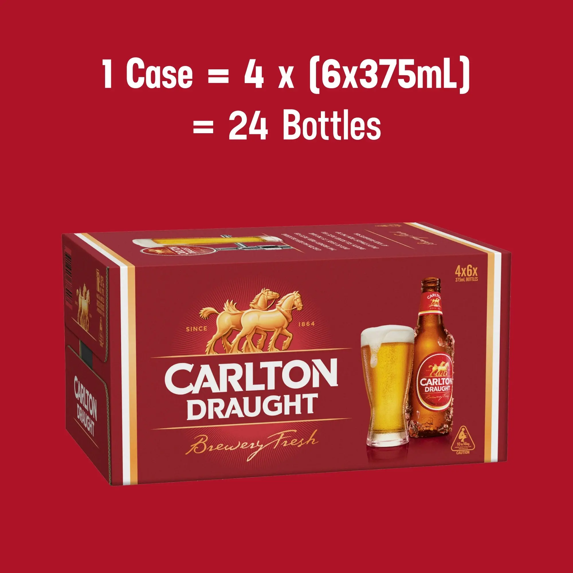 Carlton Draught Beer Case 24 x 375mL Bottles