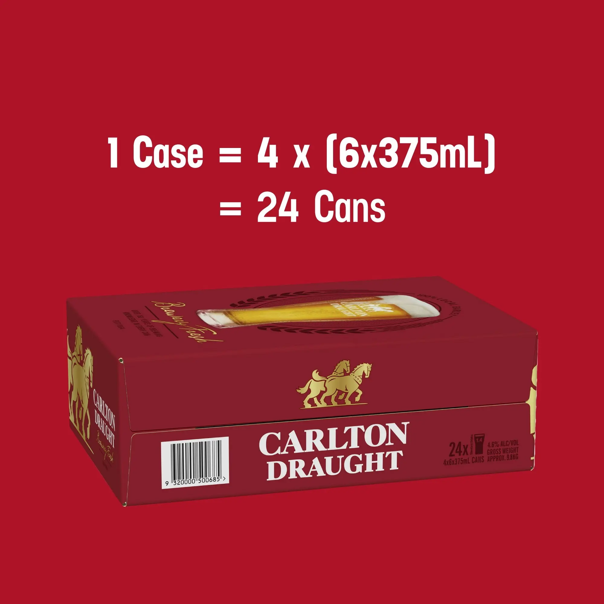 Carlton Draught Beer Case 24 x 375ml Cans