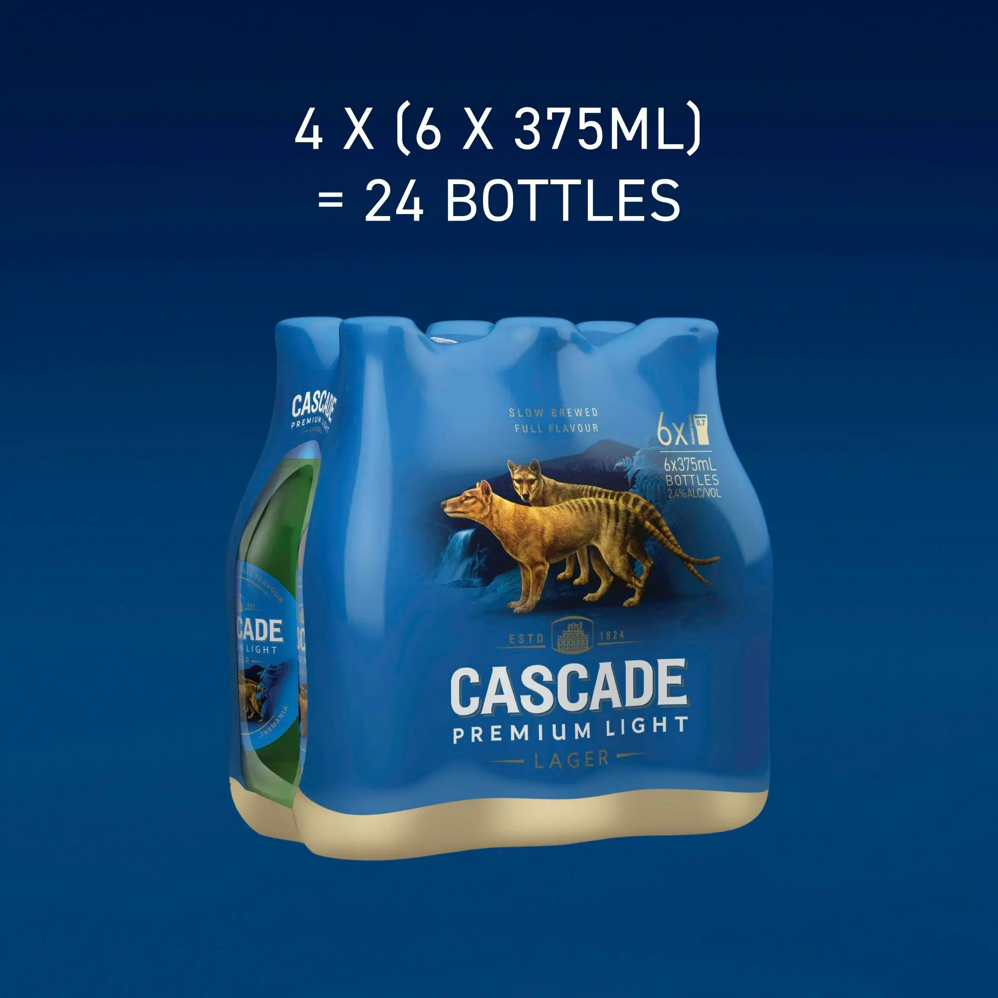 Cascade Premium Light Beer Case 24 x 375mL Bottles 2.4%