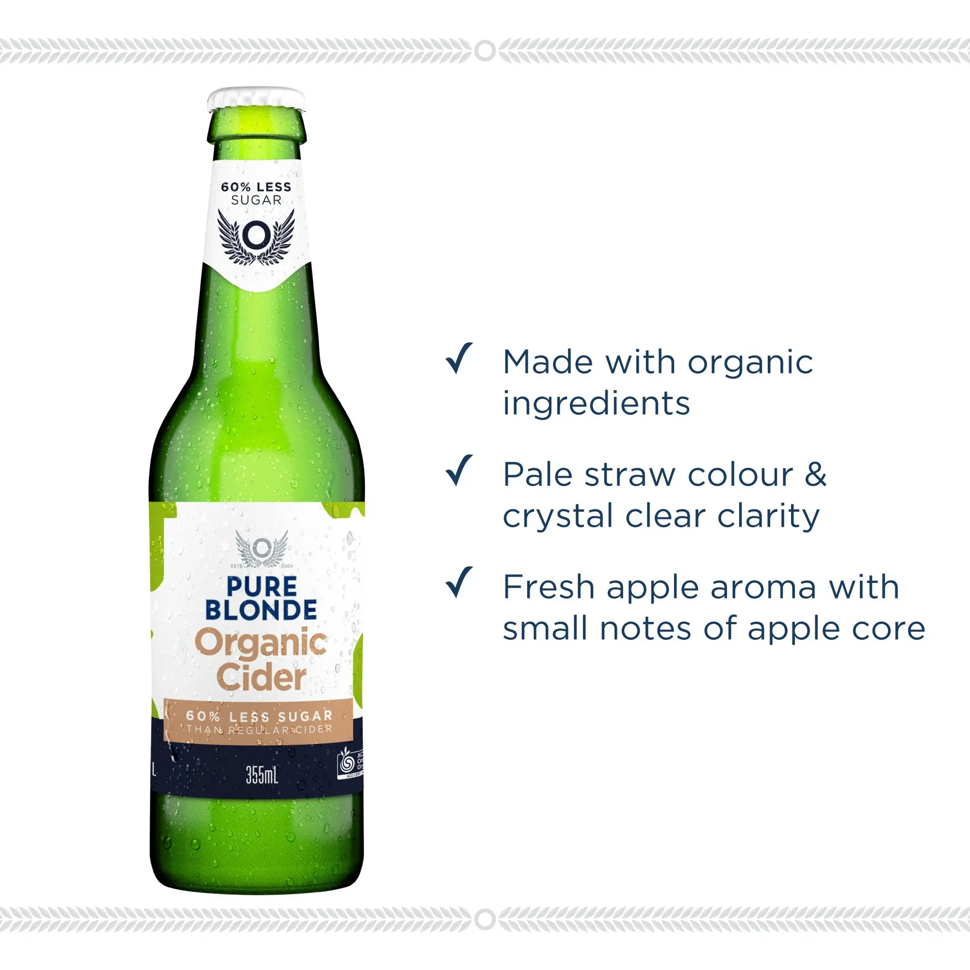 Pure Blonde Organic Cider Case 24 x 355mL Bottles