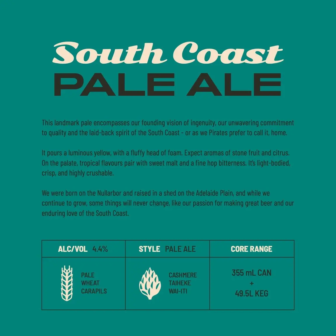 Pirate Life Brewing South Coast Pale Ale 16 Case x 355mL Cans