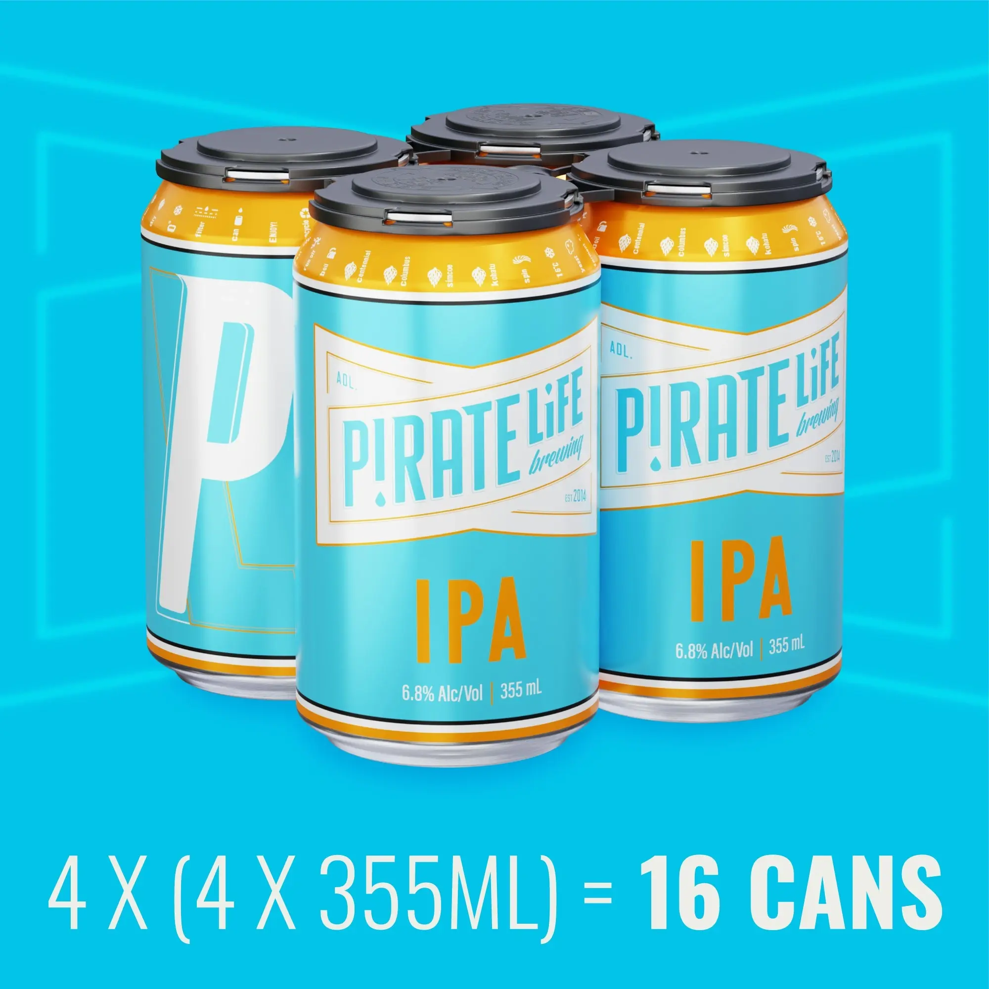 Pirate Life India Pale Ale Beer Case 16 x 355mL Cans