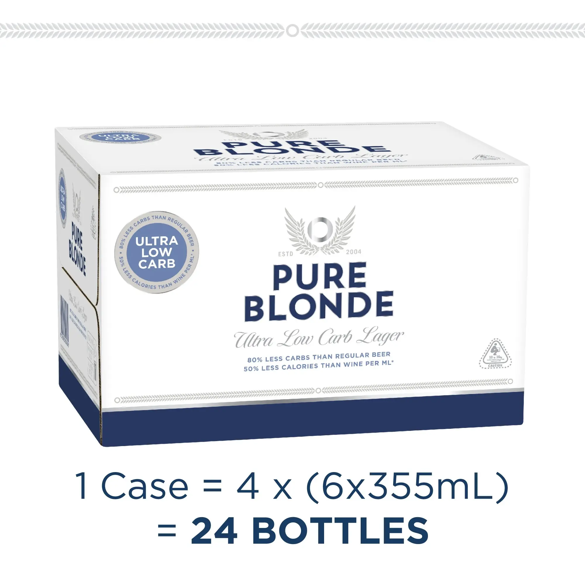 Pure Blonde Ultra Low Carb Lager Beer 24 x 355mL Bottles