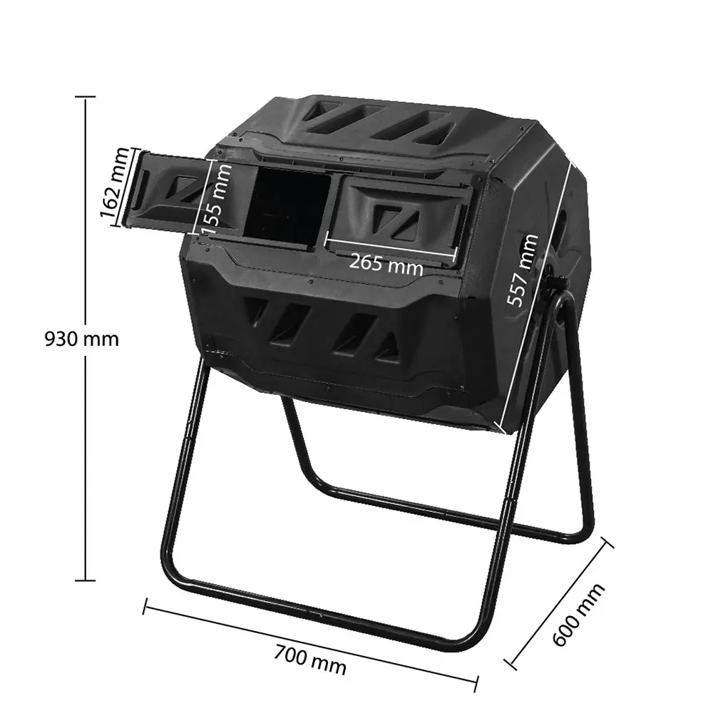 Groverdi Compost Bin 160L Tumbling Composter Dual Chamber Rotating Recycle Waste Garden