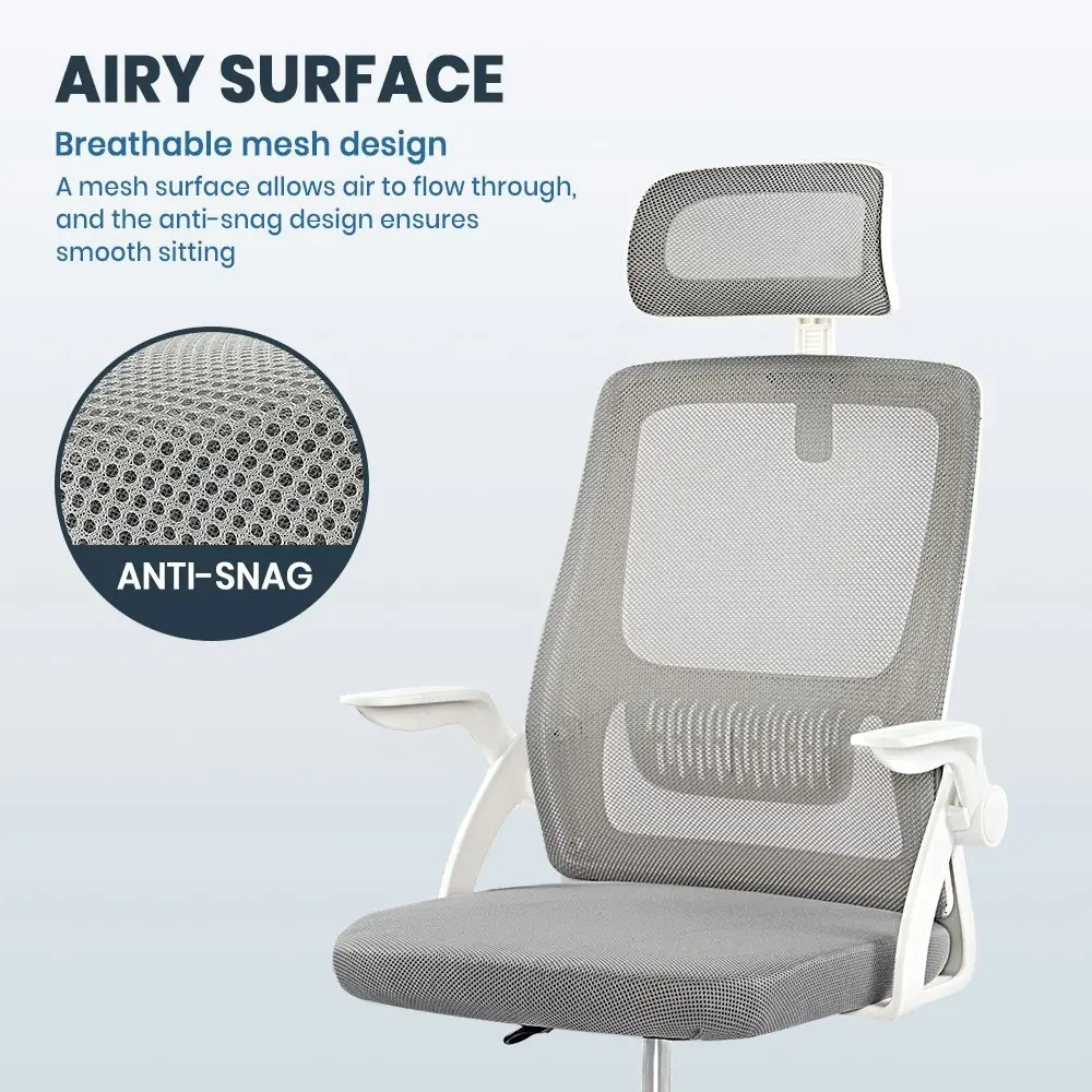 Furb Office Chair Computer Mesh Executive Chairs Study Lifting Seating Headrest White Grey