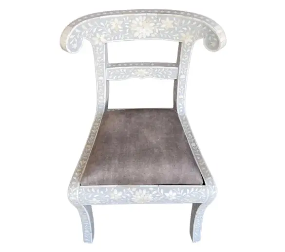 Zohi Interiors Bone Inlay Chair in Grey