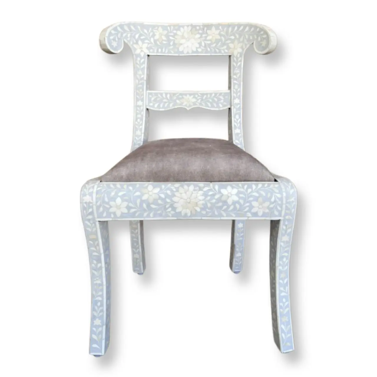 Zohi Interiors Bone Inlay Chair in Grey