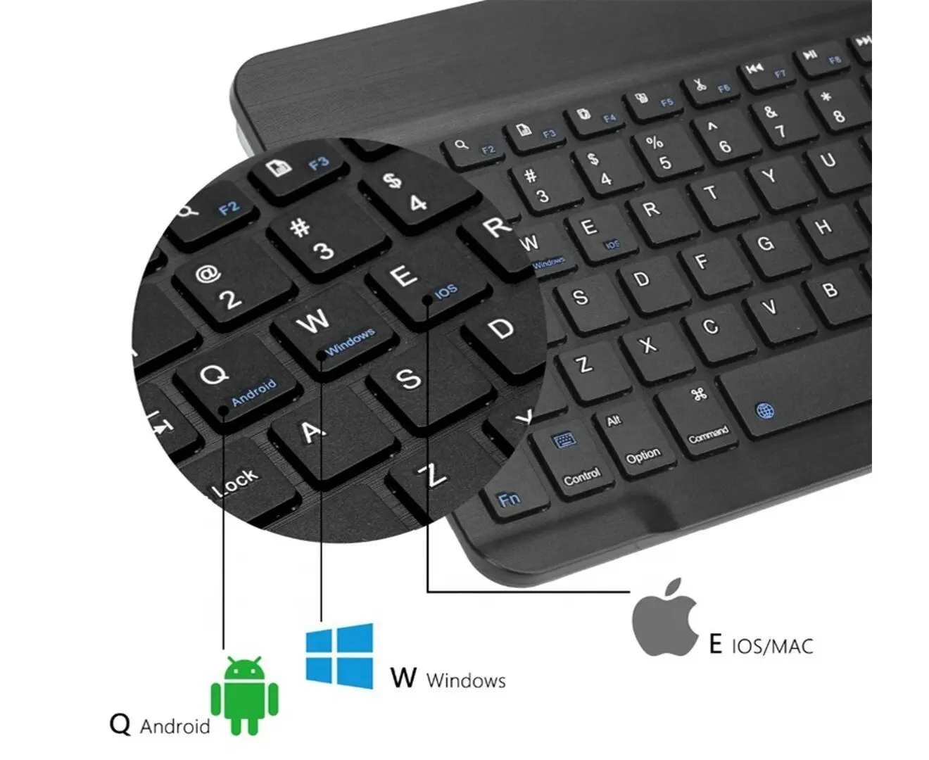 Portable Bluetooth Slim Wireless Keyboard + Mouse 2-in-1 Combo for Tablets, Smartphones, PCs, Smart TVs, White