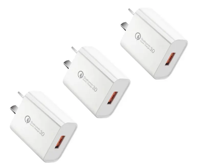 3-Pack Orotec 18W Qualcomm 3.0 Quick Charge USB Wall Charger, White