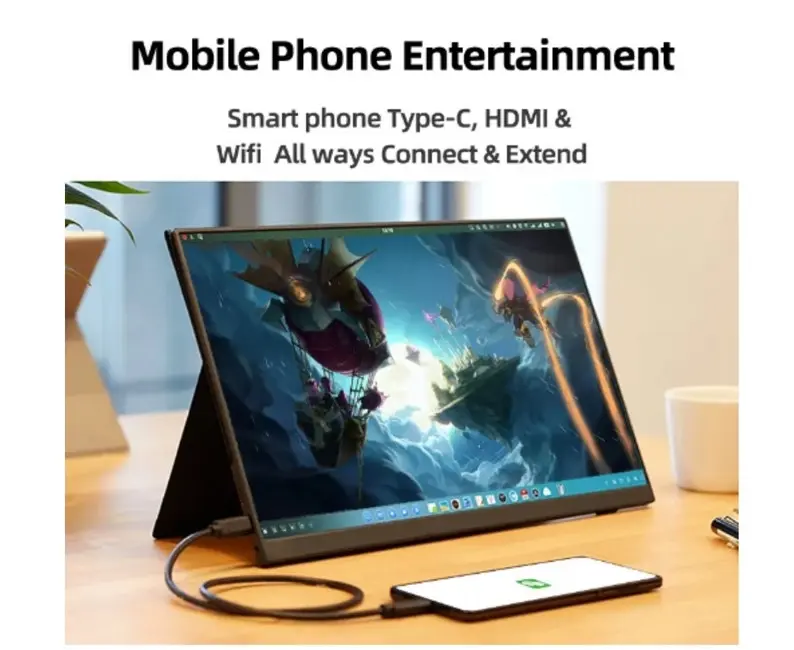 Touchscreen Portable Monitor with Battery and Speaker - 15.6 inch FHD, HDMI USBC Screen, Windows/MacOS/Android Compatible