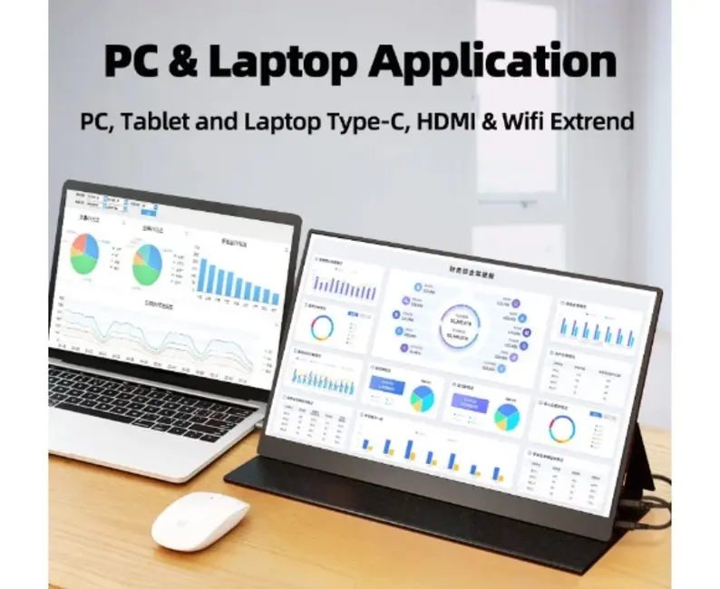 Touchscreen Portable Monitor with Battery and Speaker - 15.6 inch FHD, HDMI USBC Screen, Windows/MacOS/Android Compatible