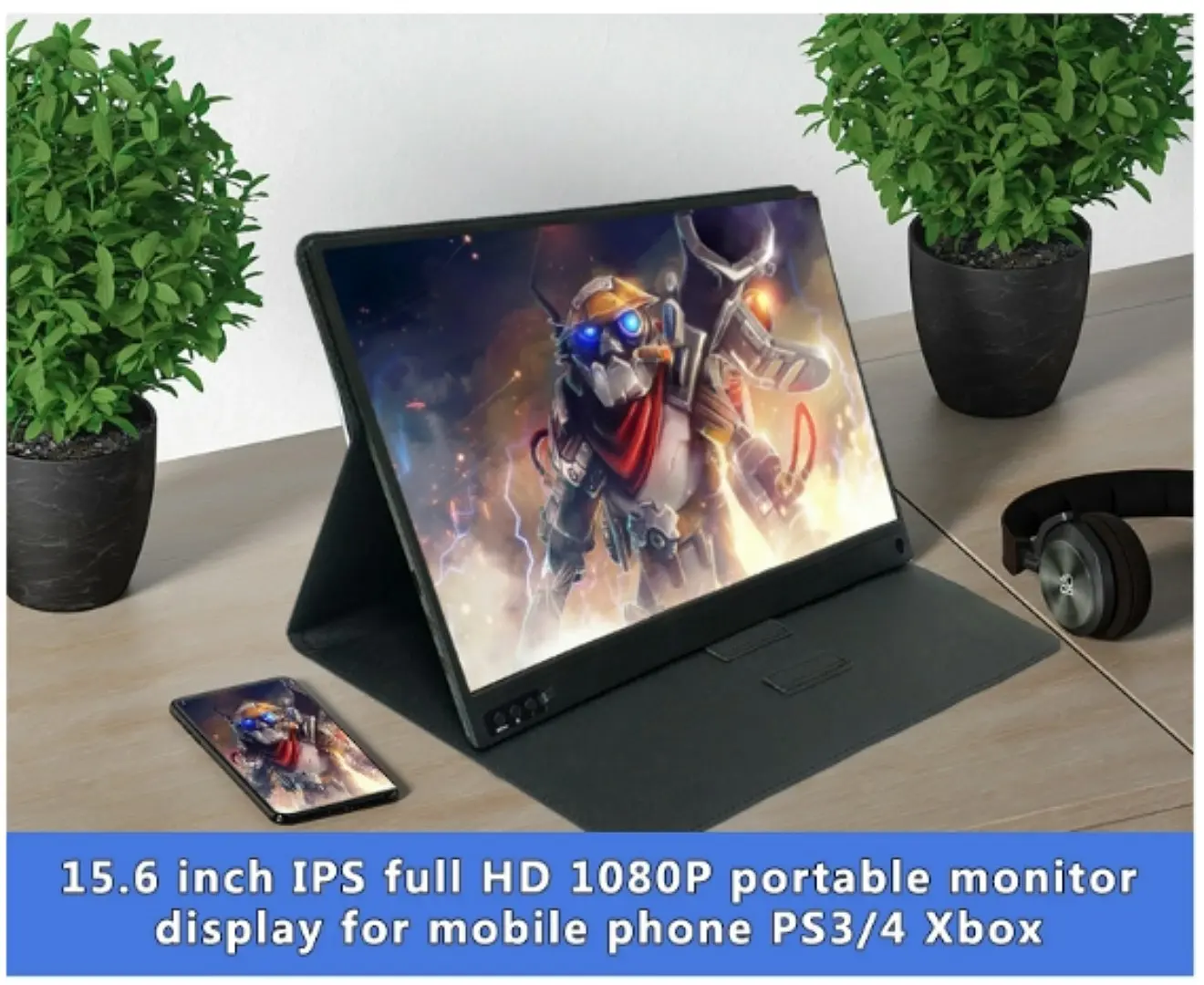 Touchscreen Portable Monitor with Battery and Speaker - 15.6 inch FHD, HDMI USBC Screen, Windows/MacOS/Android Compatible