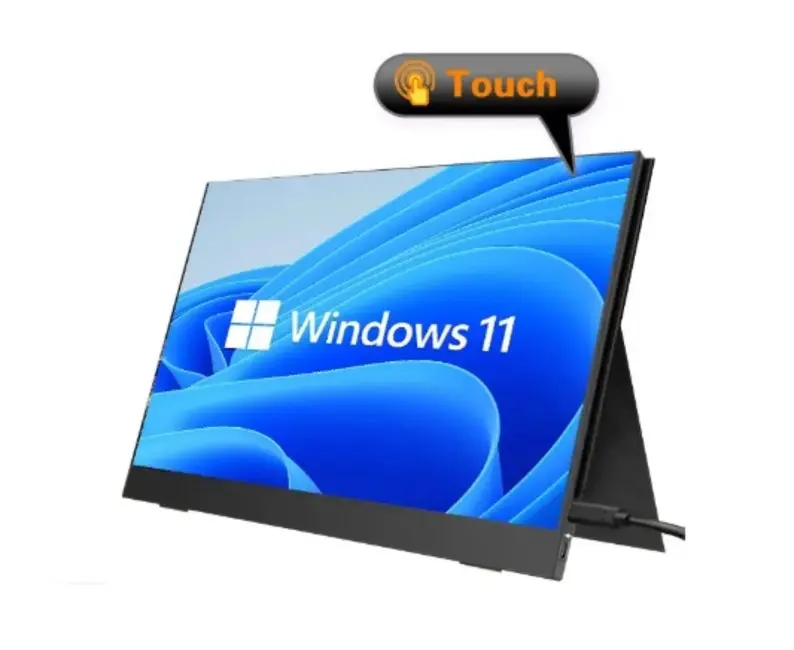 Touchscreen Portable Monitor with Battery and Speaker - 15.6 inch FHD, HDMI USBC Screen, Windows/MacOS/Android Compatible