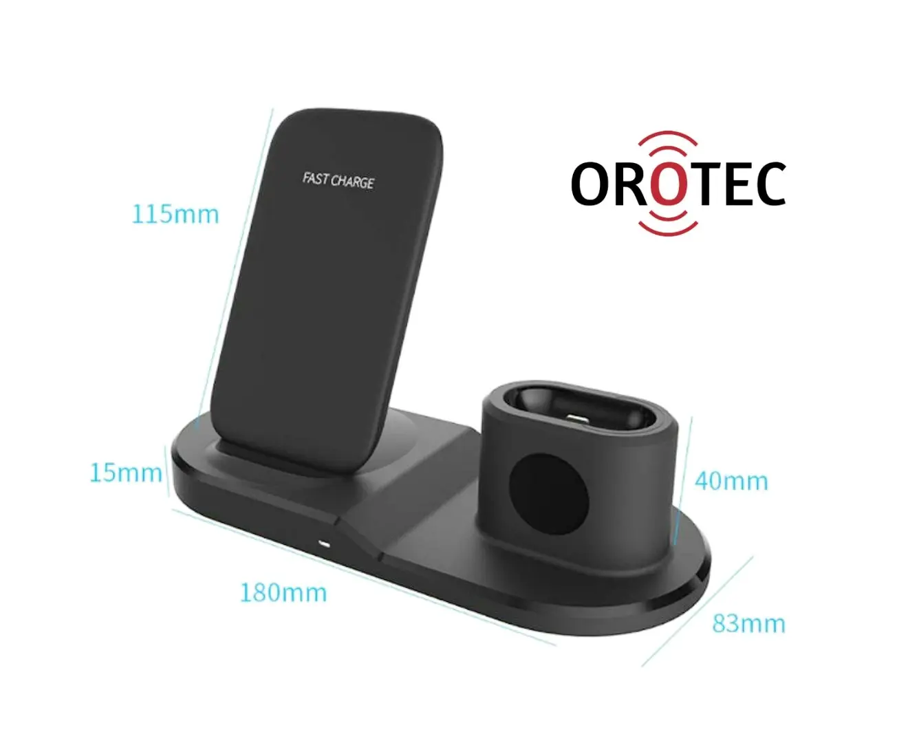 10W 3-in-1 Fast Charge Triple Wireless Charger Stand for Apple (Square) Black + 18W Qualcomm Charger Kit