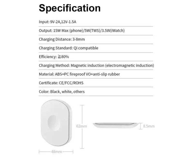 Orotec iGeni Portable 3in1 15W Fast Charge Magnetic Wireless Charger White