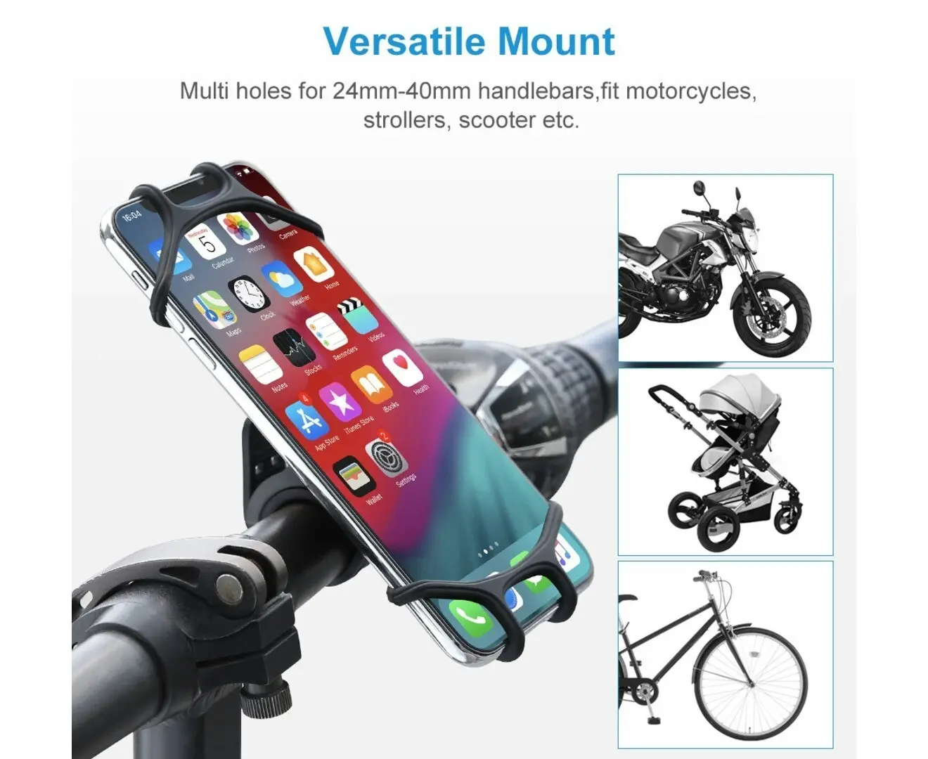 FLOVEME Flexible Silicone Bicycle/Scooter Smartphone Holder 360 Rotation