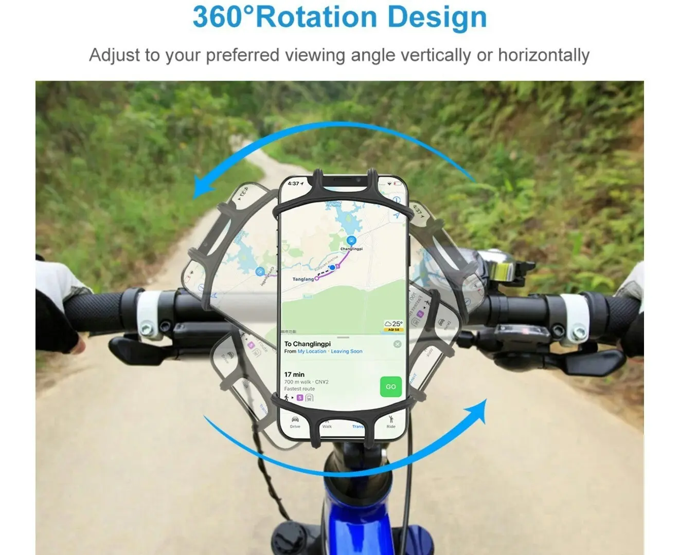 FLOVEME Flexible Silicone Bicycle/Scooter Smartphone Holder 360 Rotation