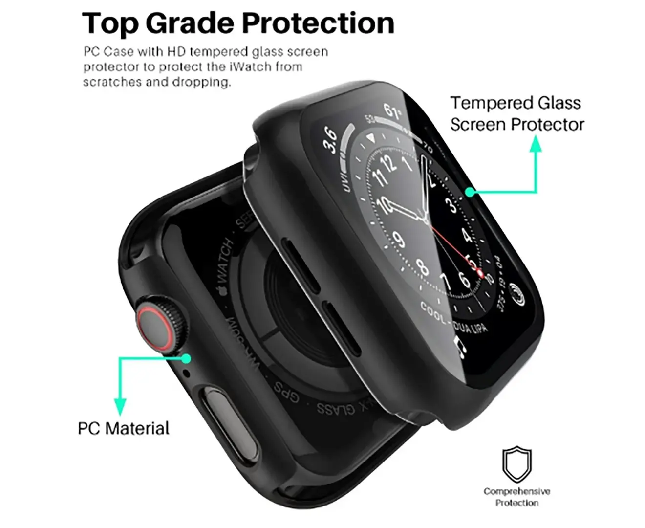 Apple Watch Tempered Glass Case 360 Full Cover 38mm Black