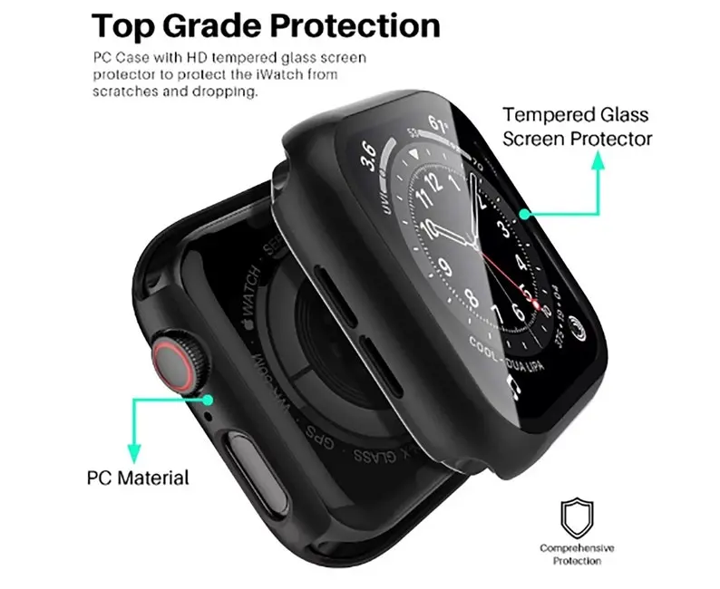 Apple Watch Series 7 Tempered Glass Case 360 Full Cover 45mm Black