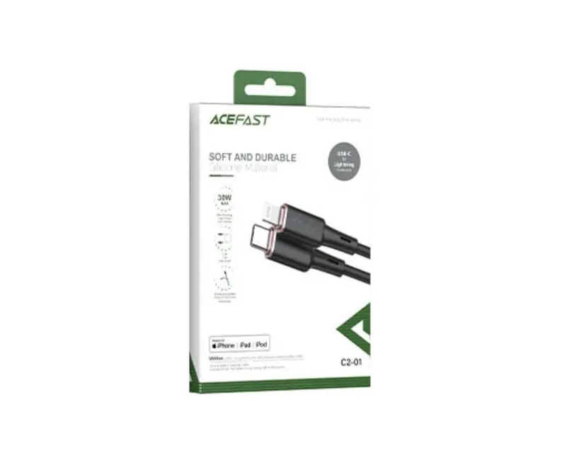 ACEFAST MFi Black Charging Data Cable C2-01 USB-C to Lightning