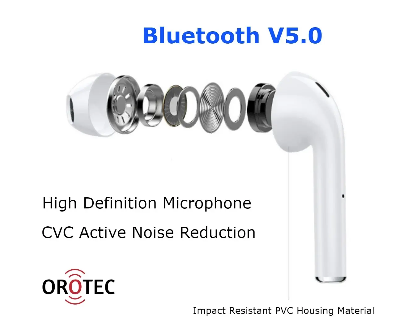 Orotec Bluetooth Mini Earphones with Wireless Charging Case