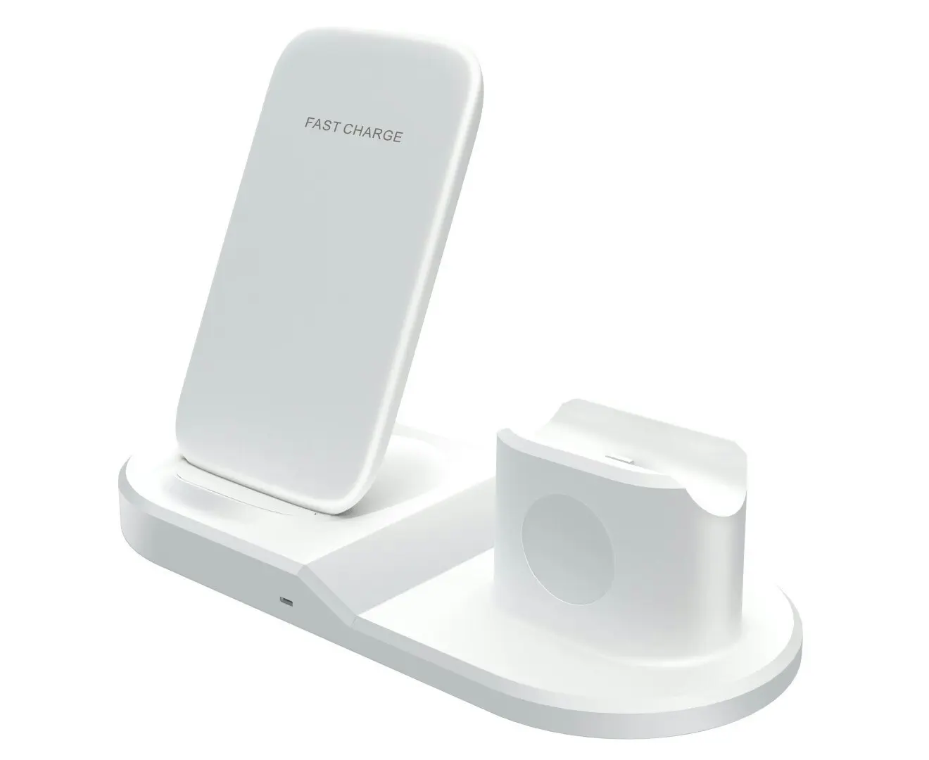 10W 3-in-1 Fast Charge Triple Wireless Charger Stand for Apple (Square) White + 18W Qualcomm Charger Kit